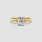 Lab-Grown Oval Diamond Double Shank Solitaire Engagement Ring