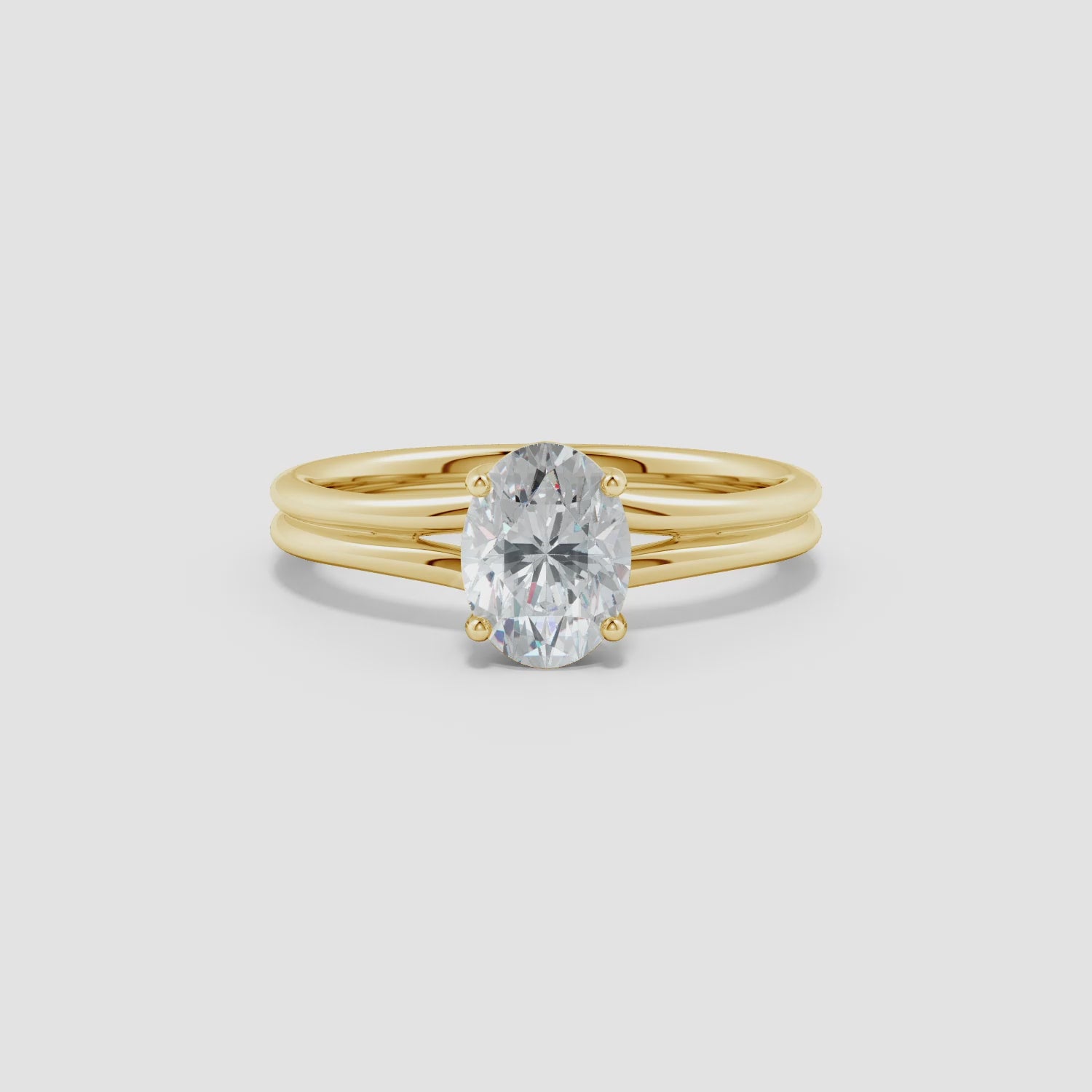 Lab-Grown Oval Diamond Double Shank Solitaire Engagement Ring