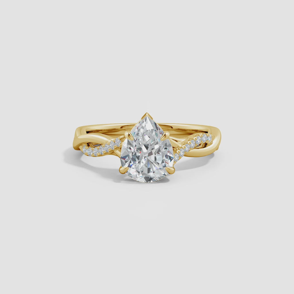 Lab-Grown Pear-Shaped Diamond Twisted Shank Engagement Ring