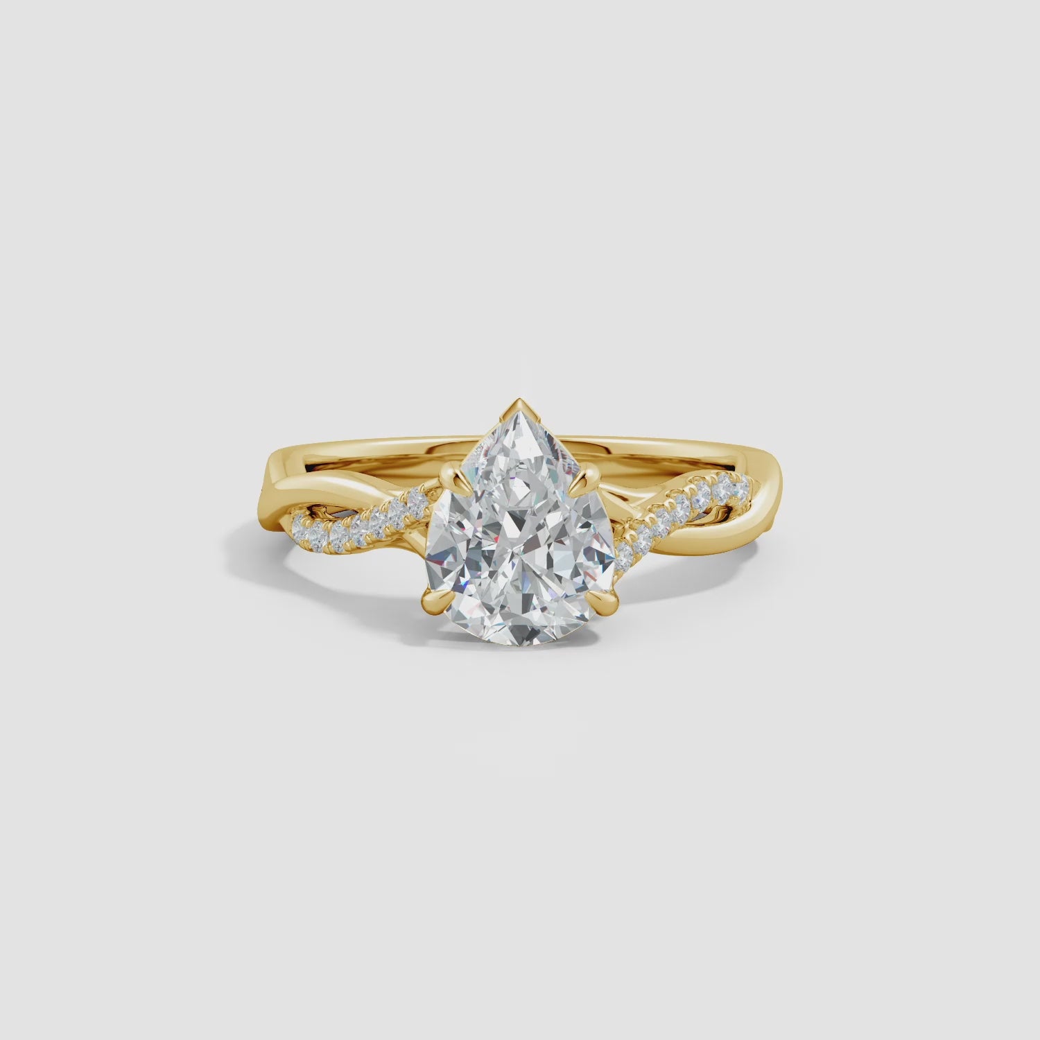 Lab-Grown Pear-Shaped Diamond Twisted Shank Engagement Ring