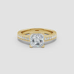 Lab-Grown Princess Cut Diamond Solitaire Ring With Milgrain Detailing