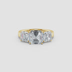 Lab-Grown Asscher-Cut Diamond Three Stone Classic Engagement Ring