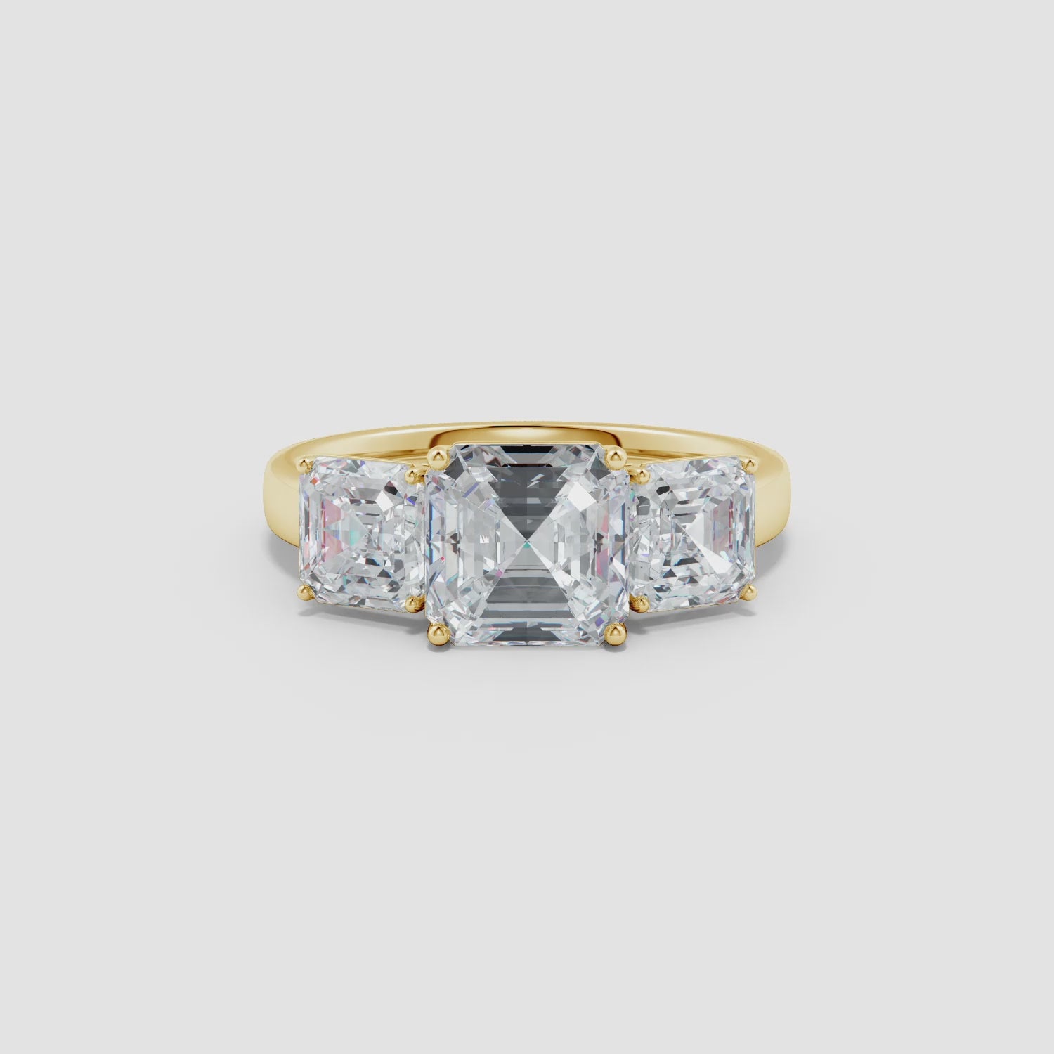Lab-Grown Asscher-Cut Diamond Three Stone Classic Engagement Ring