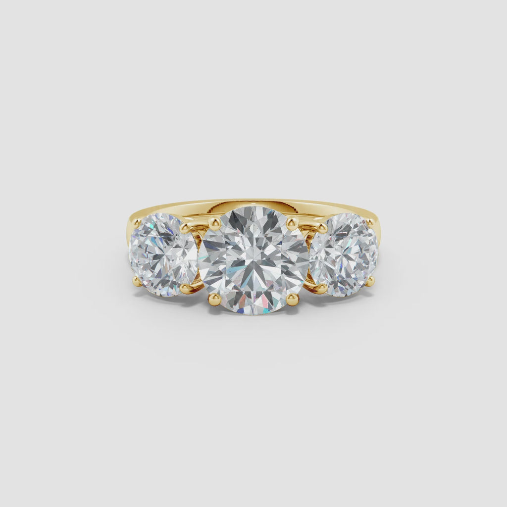 Lab-Grown Round Diamond Three Stone Classic Engagement Ring