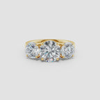 Lab-Grown Round Diamond Three Stone Classic Engagement Ring