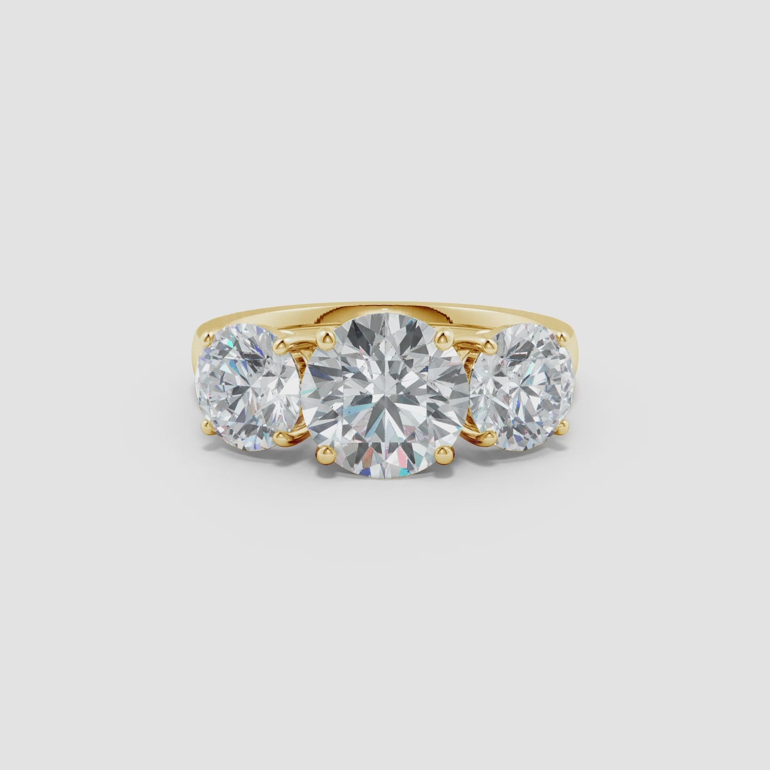 Lab-Grown Round Diamond Three Stone Classic Engagement Ring