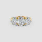 Lab-Grown Oval Diamond Three Stone Knife-Edge Shank Engagement Ring
